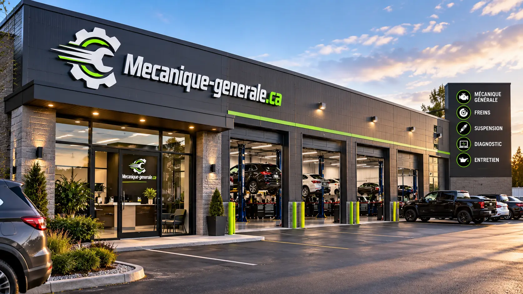Façade d'un garage de mécanique générale